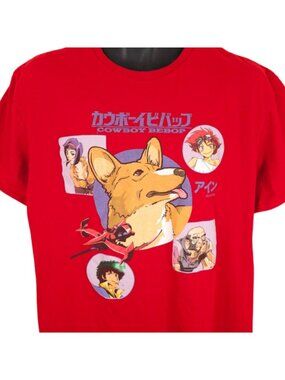 Cowboy Bebop T Shirt Mens Size XL Red Ein The Corgi Japanese Anime Series